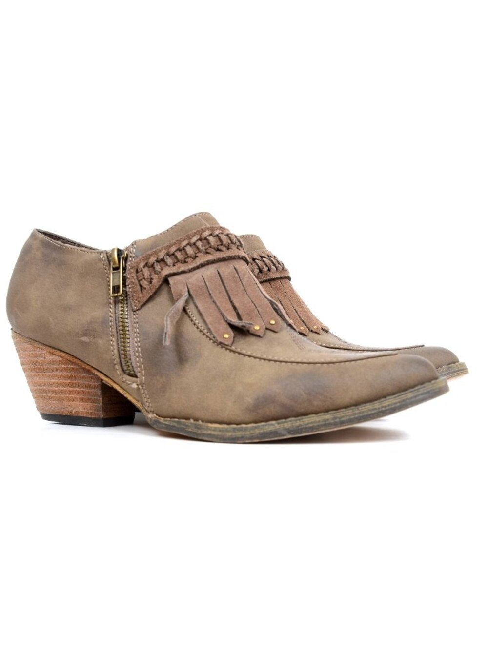 Very‎ Volatile Venny Women's 9 Distressed Fringe Ankle Bootie Cowgirl Festival